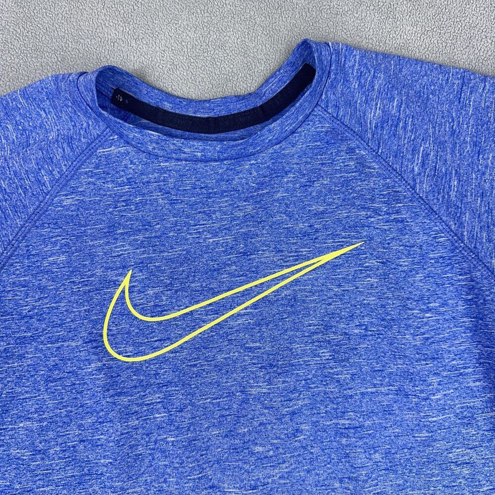 Nike Shirt Youth XL Blue Dri-FIT Short Sleeve UPF 40+ Training Top Swoosh Logo - Picture 2 of 8